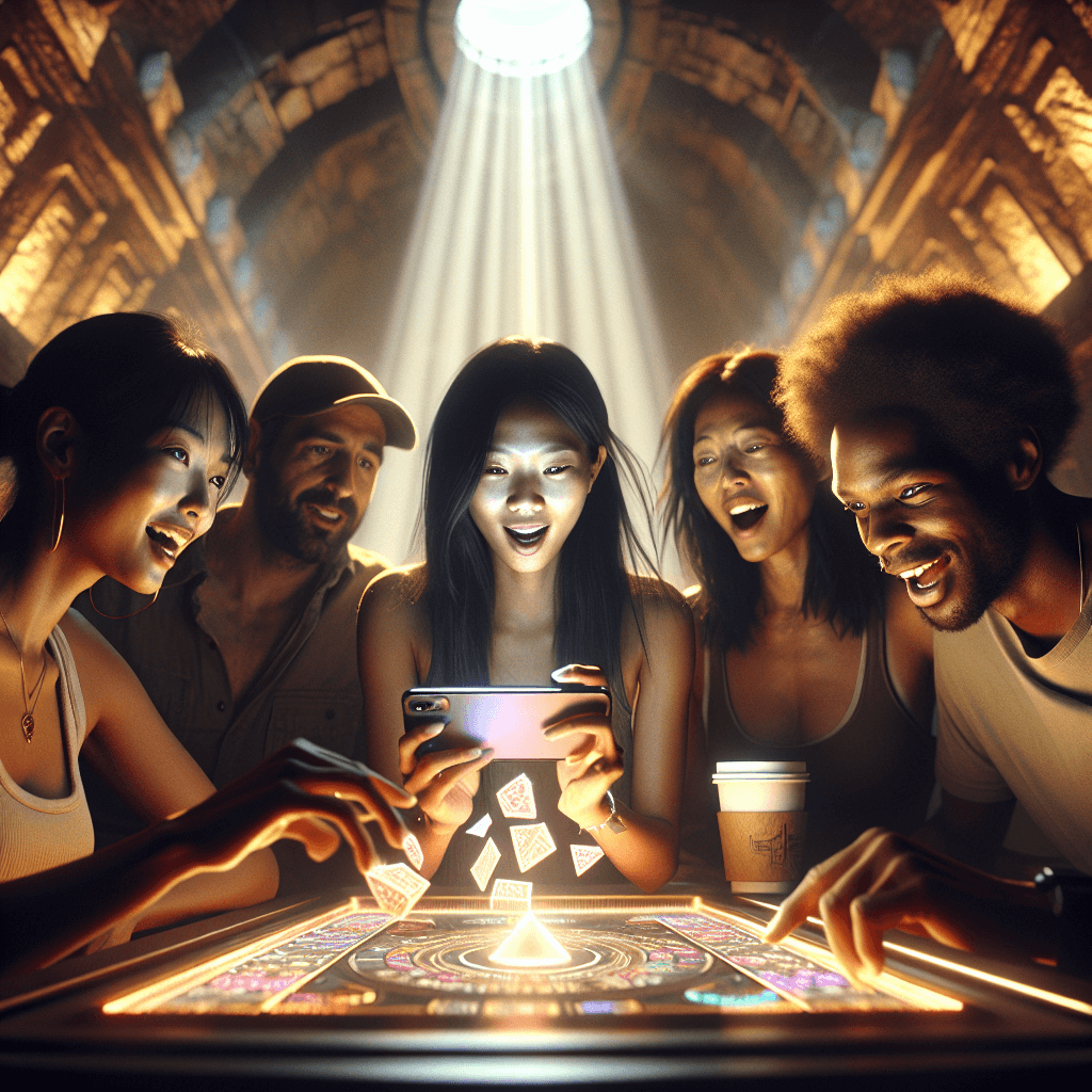 Suasana arena holografik dengan cahaya emas