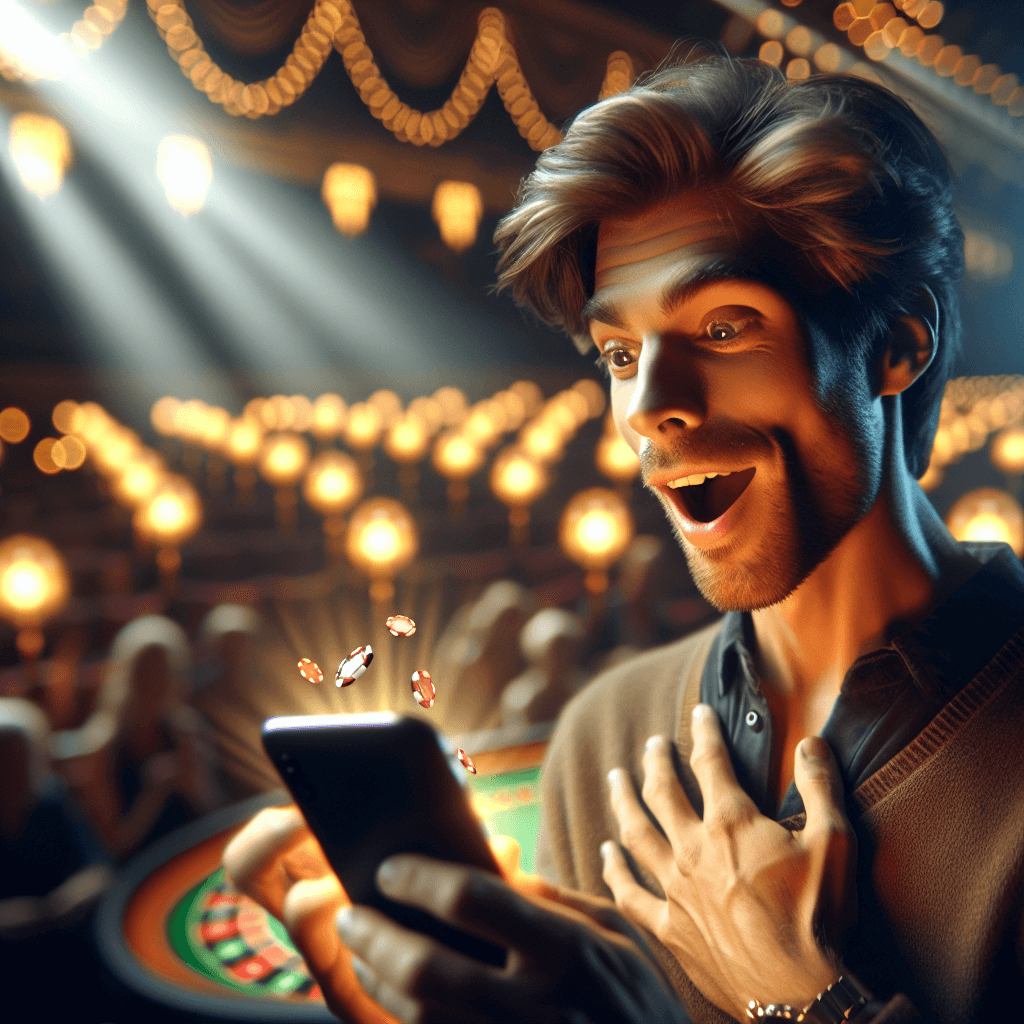 Suasana hall holografik dengan lampu edison, golden hour yang romantis