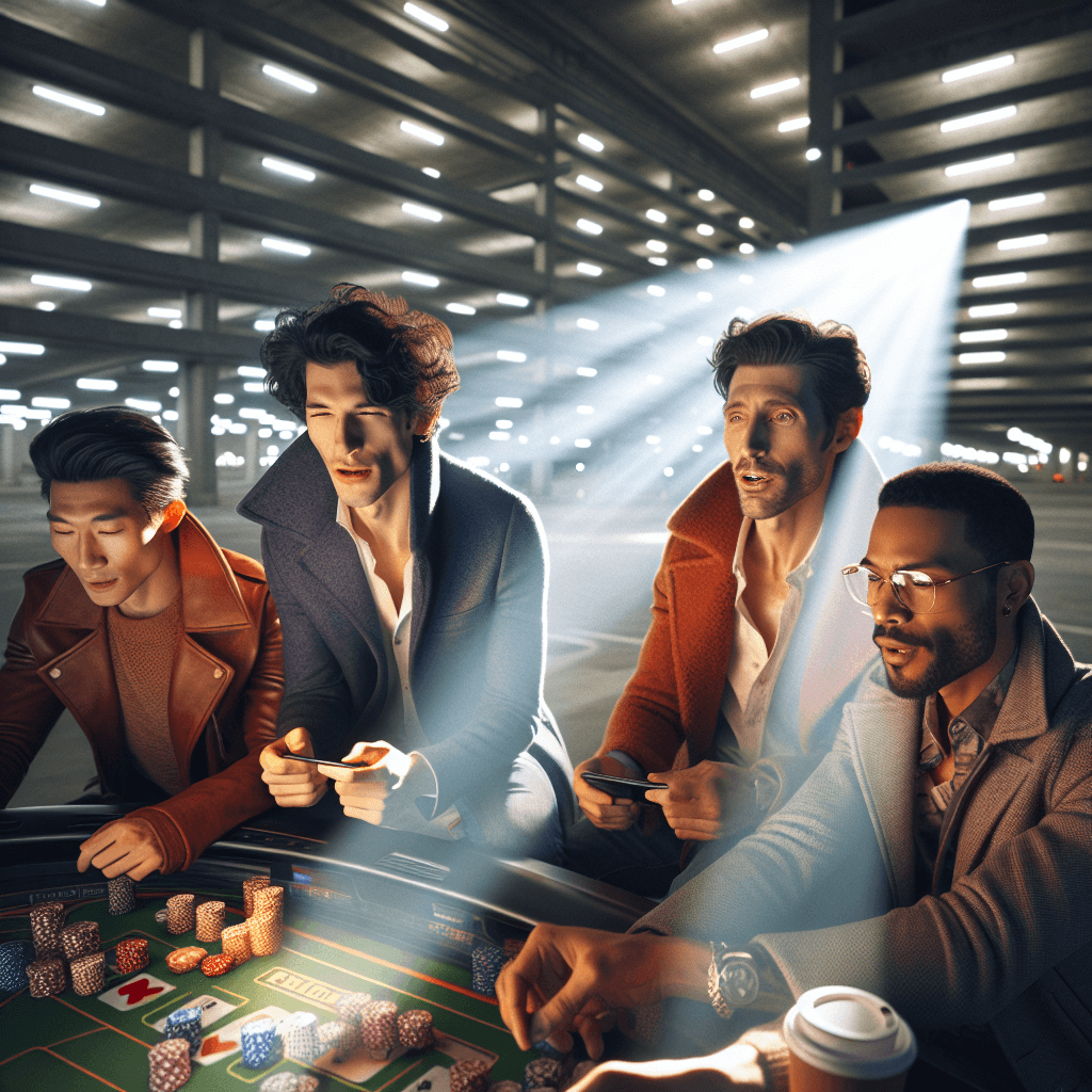 Suasana garasi bawah tanah dengan proyeksi cahaya waktu kita main