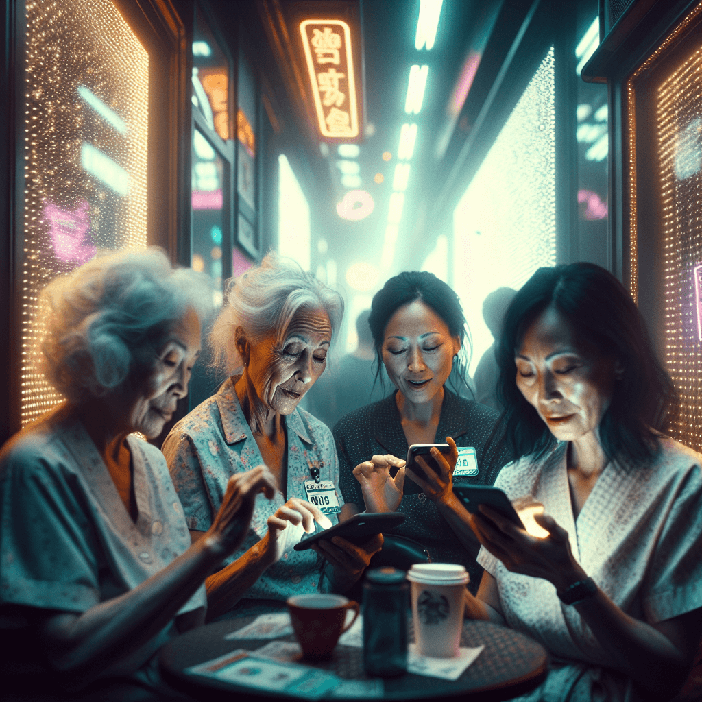 Suasana cyber café dengan proyeksi cahaya early morning