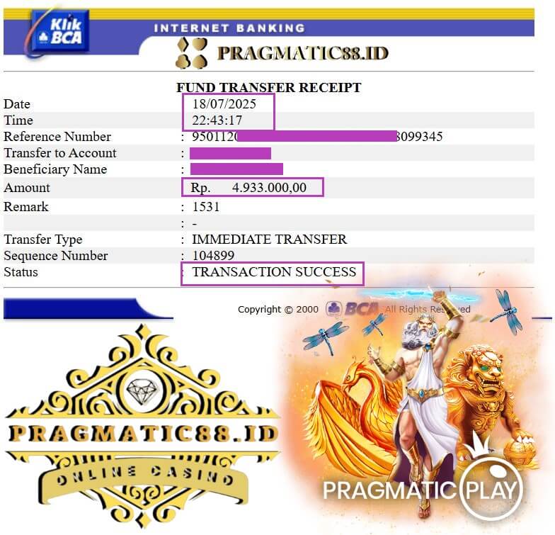 Bukti pembayaran kemenangan Alex Lewis