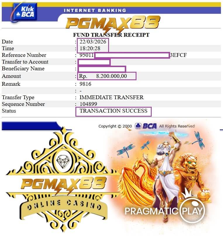 Bukti transfer kemenangan gue, nominalnya bikin senyum lebar