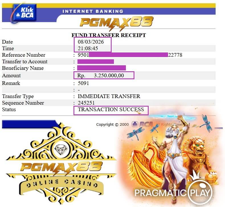 Bukti transfer jackpot gue dari malam itu