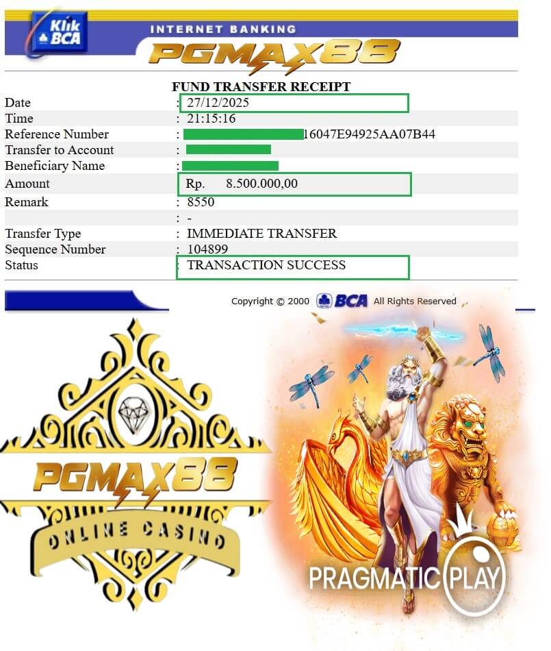 Slip transfer bank bukti bayaran masuk rekening gue