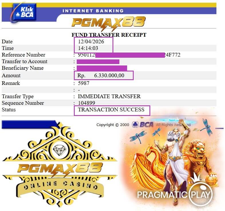 Bukti transfer kemenangan gue dari rival