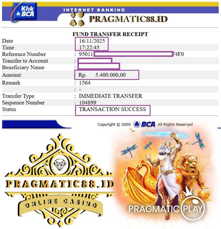 Bukti transfer kemenangan gue yang bikin merinding