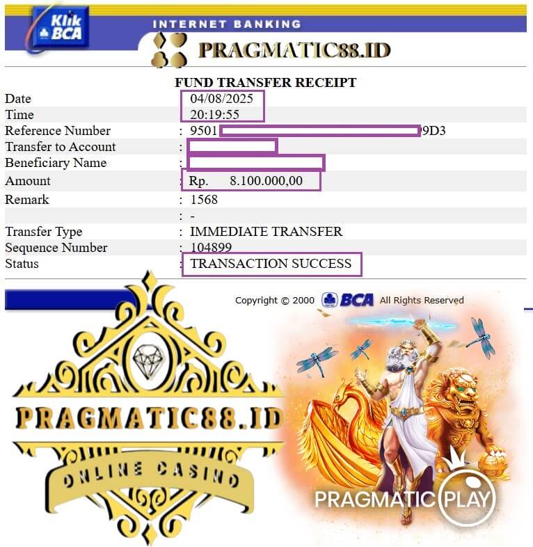 Bukti pembayaran jackpot kami