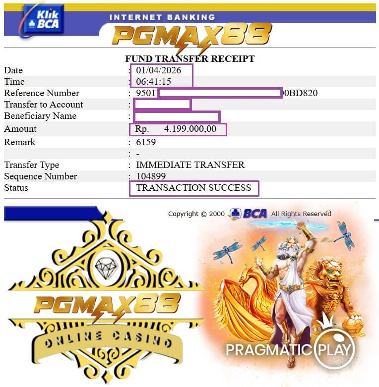 Bukti transfer kemenangan gue dari kasino online