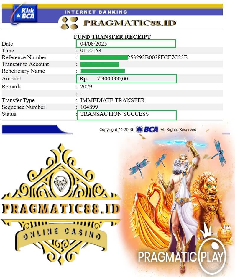 Bukti transfer kemenangan gue