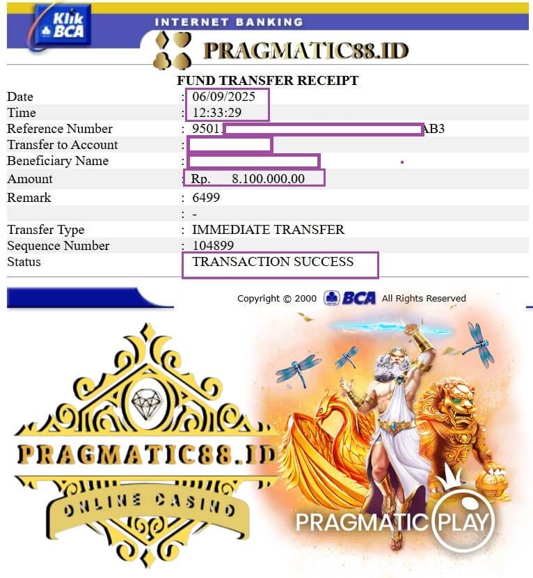 Bukti transfer kemenangan gue dari 918Kiss