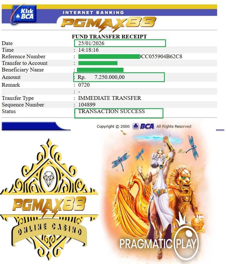 Slip transfer bank bukti kemenangan gue di Ace333, nominal gede banget!