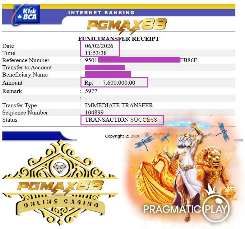 Slip transfer bank bukti payout dari sesi grind