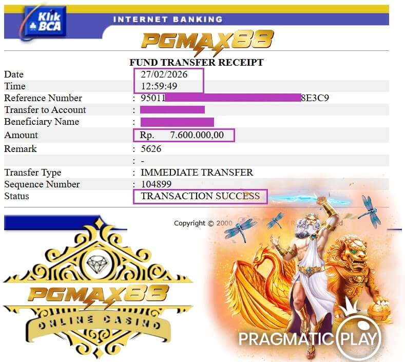 Slip transfer bank bukti kemenangan gila