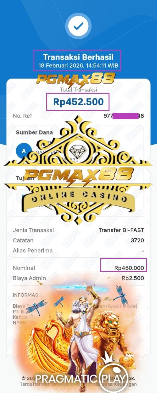 Bukti transfer kemenangan gue dari sesi marathon