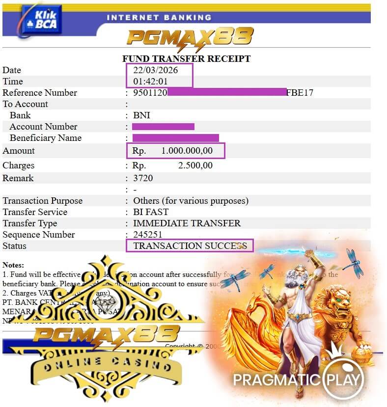 Slip transfer bank bukti kemenangan gue