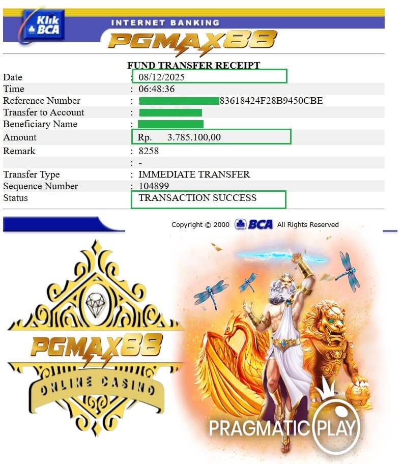 Bukti transfer kemenangan LPE88 ke rekening bank