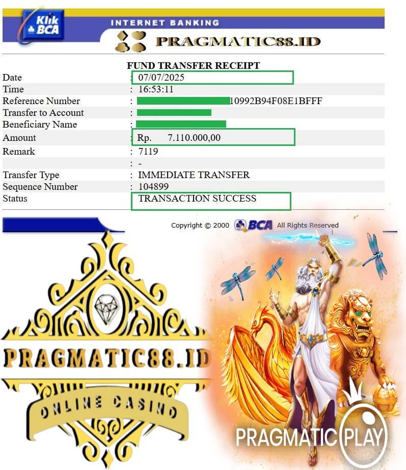 Bukti transfer kemenangan gue