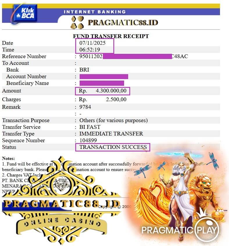 Bukti transfer kemenangan NTC33 ke rekening gue