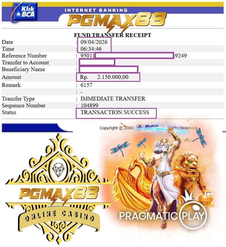 Bukti transfer kemenangan gue dari NTC33