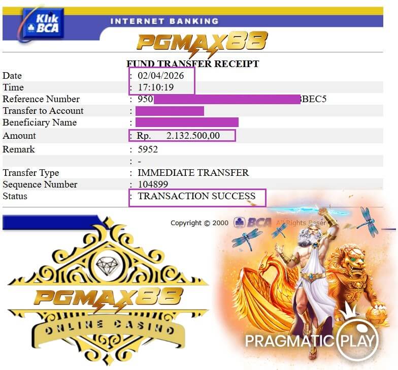 Bukti transfer kemenangan gue dari sesi gaming intense