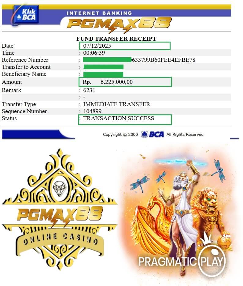 Slip transfer bank bukti kemenangan gue