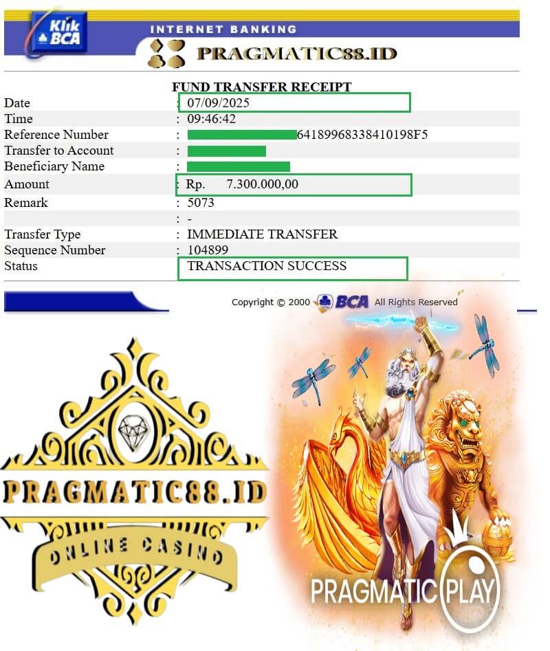 Bukti transfer jackpot gue