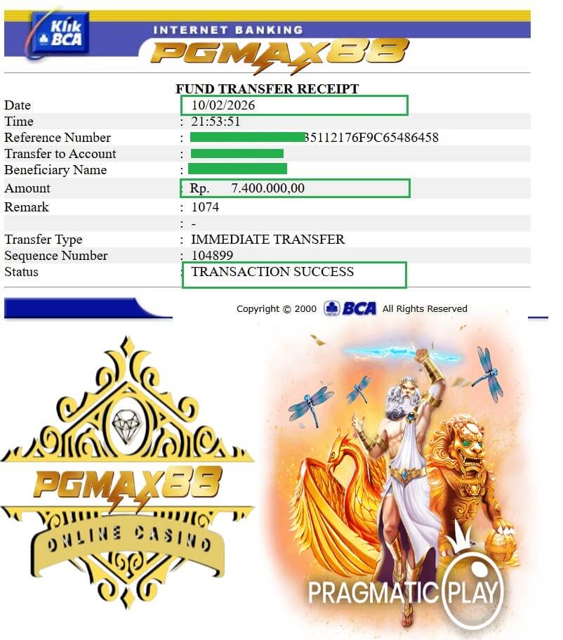 Bukti transfer jackpot gue, nominal gede banget!