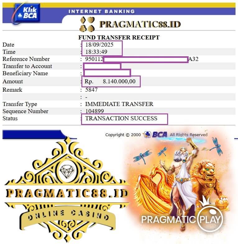 Bukti transfer kemenangan gue yang gila