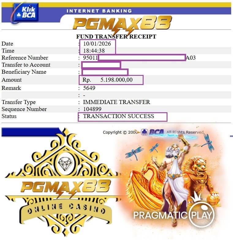 Bukti transfer kemenangan gue dari meja kartu digital