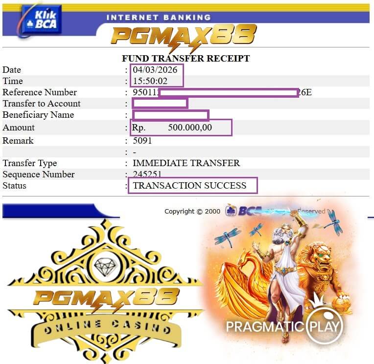 Slip transfer bukti kemenangan gue dari 918Kiss