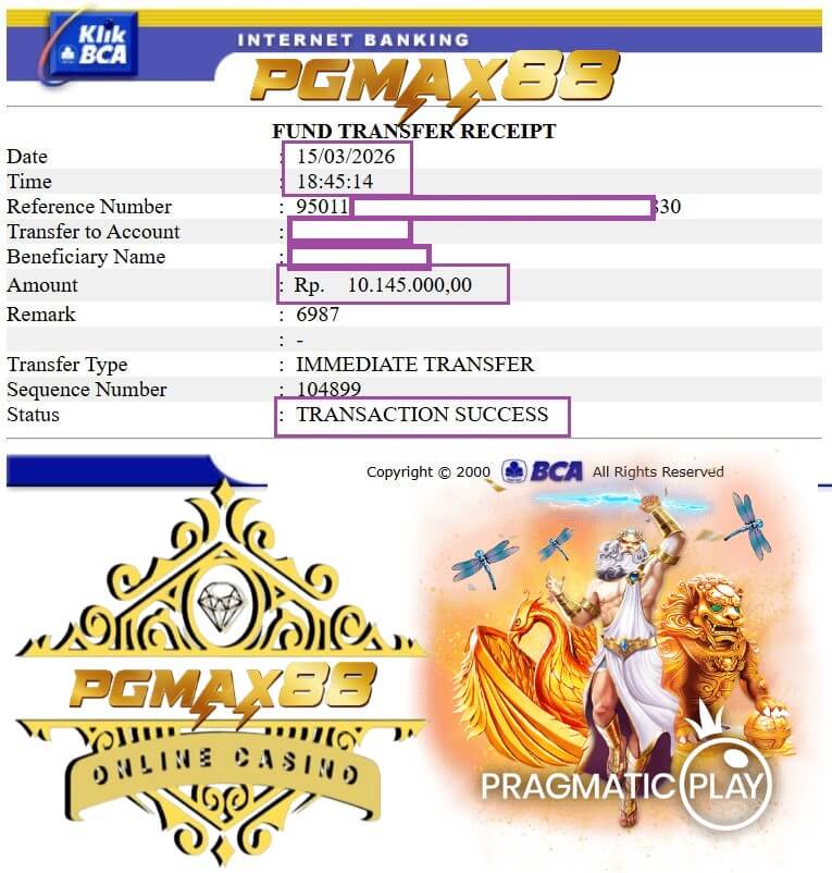 Bukti transfer jackpot malam ini