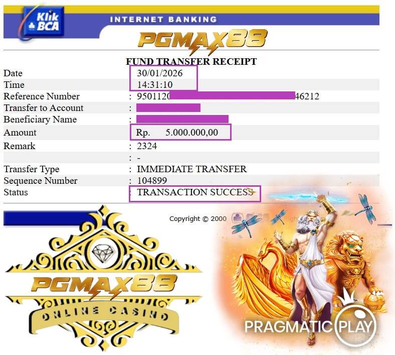 Bukti transfer kemenangan gue dari Live22