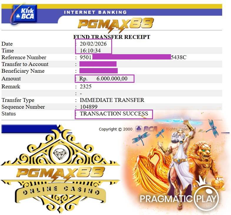 Bukti transfer jackpot slot masuk ke rekening