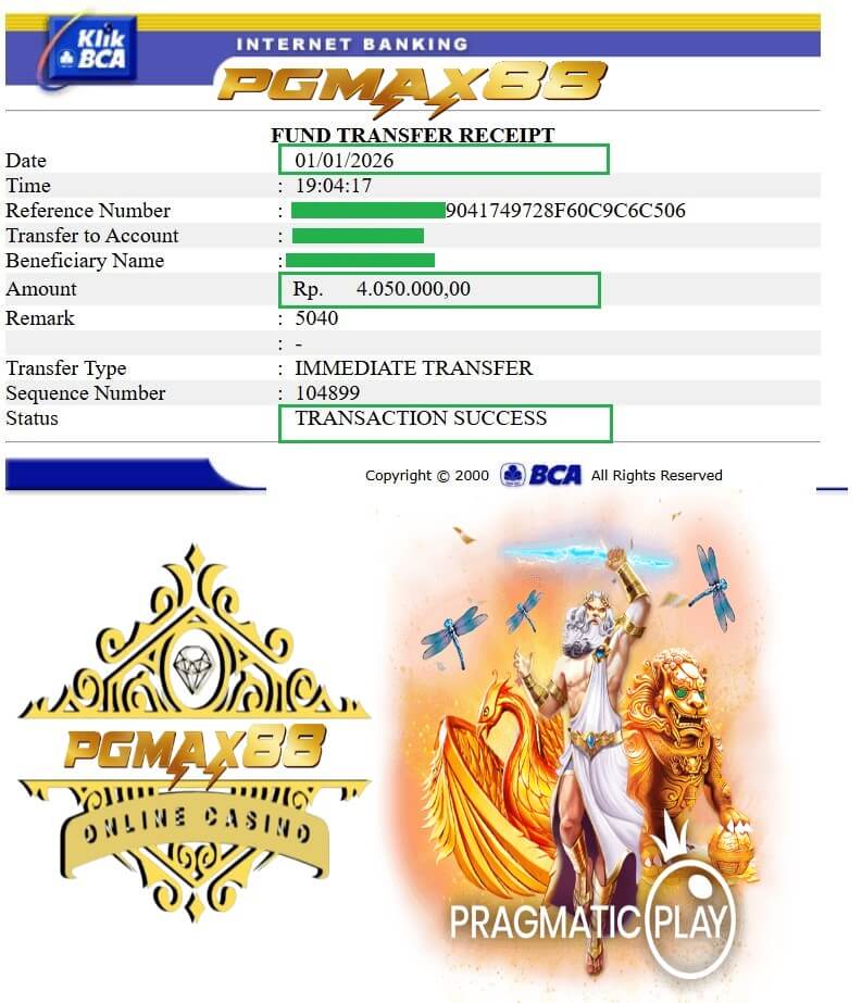 Bukti transfer kemenangan Mega888 subuh tadi