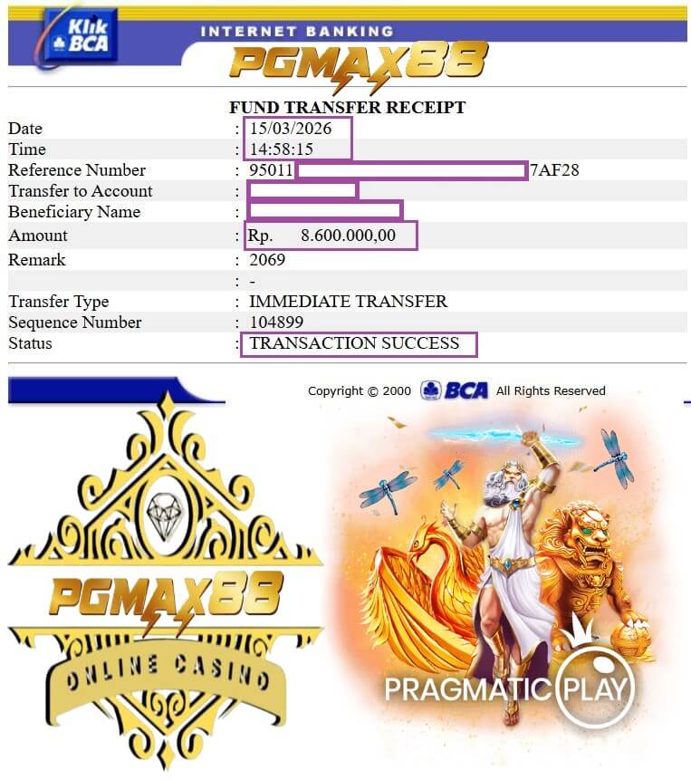 Bukti transfer kemenangan slot Habanero