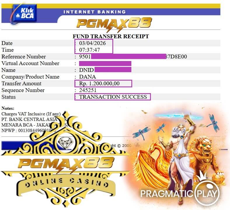 Bukti transfer jackpot dari grind malam-malam