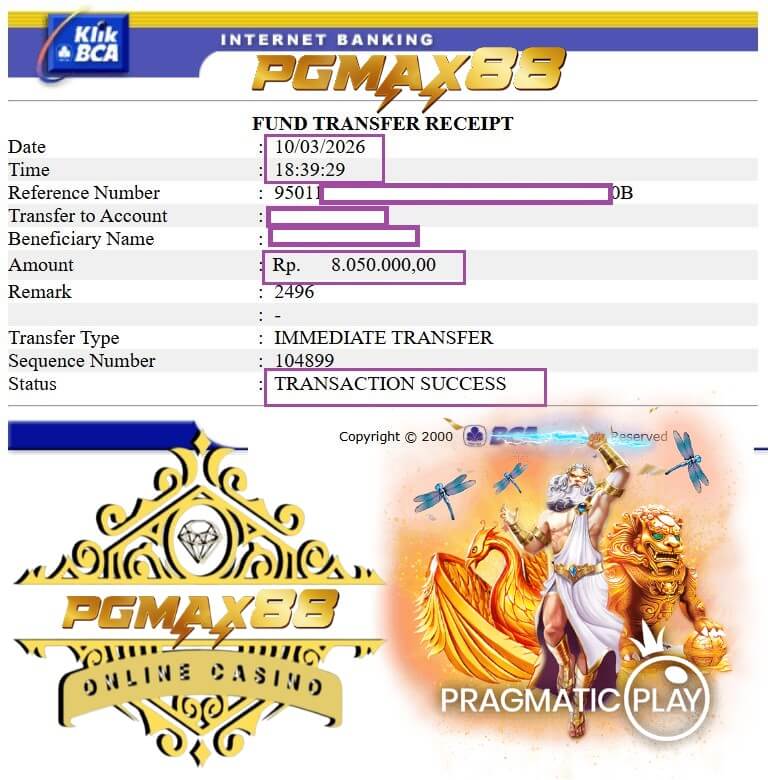 Bukti transfer jackpot Habanero masuk rekening