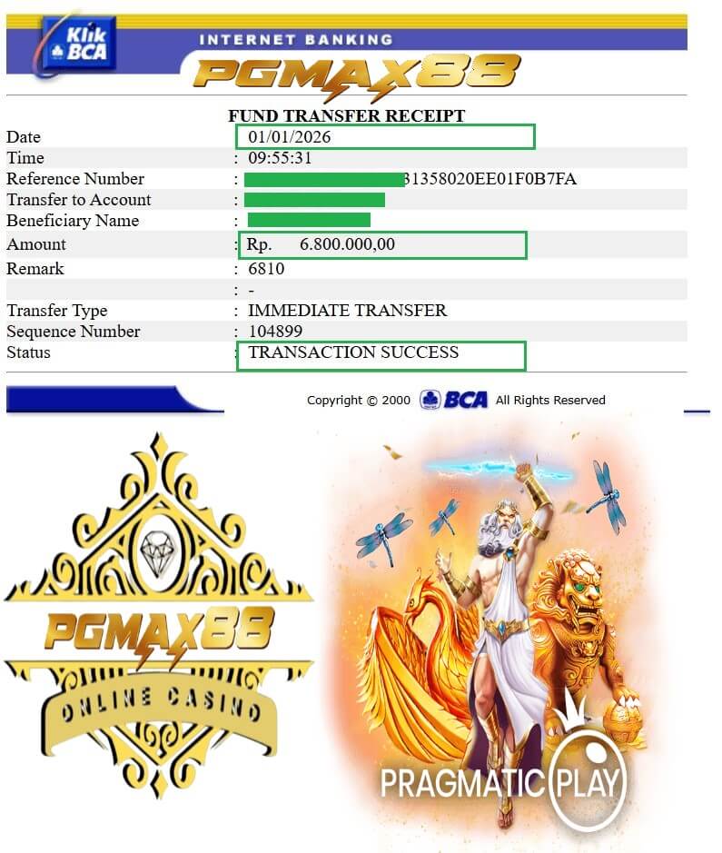 Slip transfer bank bukti kemenangan gue di Live22