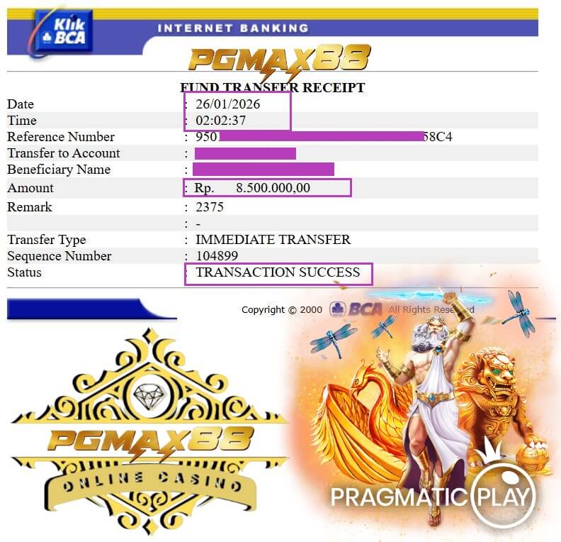 Bukti transfer kemenangan gue dari game kasino