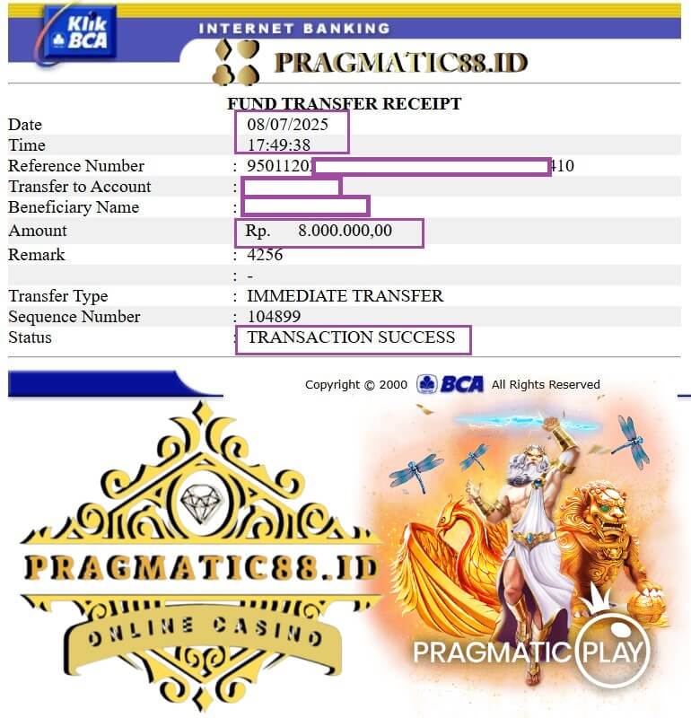 Bukti transfer kemenangan gue