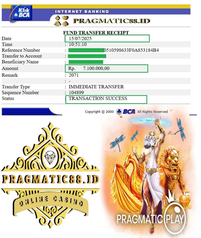 Bukti transfer kemenangan besar di 918Kiss