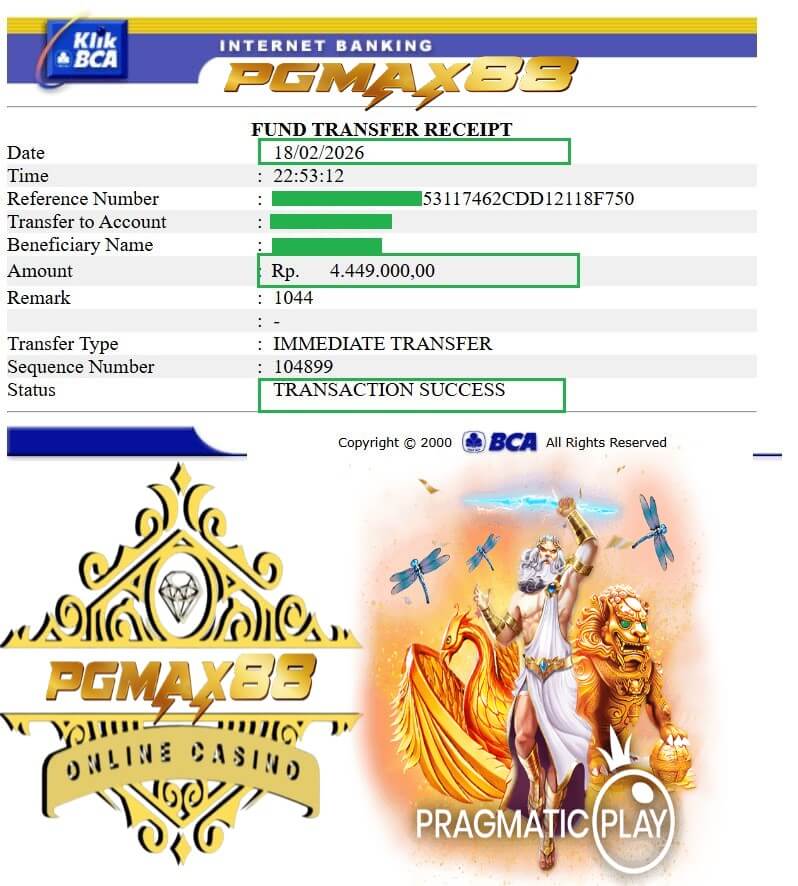 Bukti transfer kemenangan gede dari ACE333