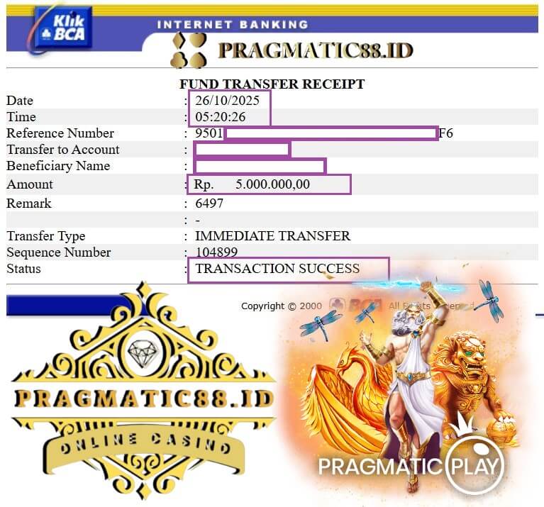 Slip transfer bank bukti kemenangan gue