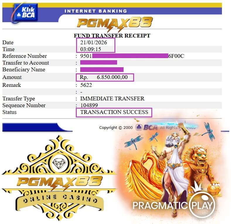 Bukti transfer kemenangan gue dari ACE333