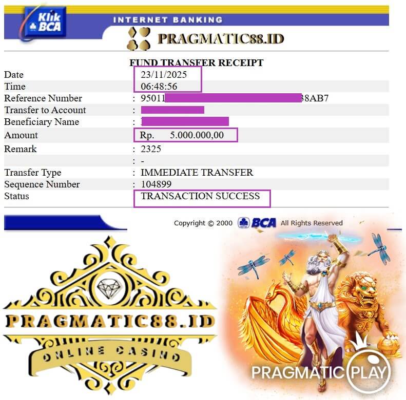 Bukti transfer kemenangan gue yang bikin merinding