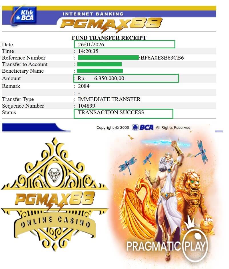 Slip transfer bank bukti kemenangan gue