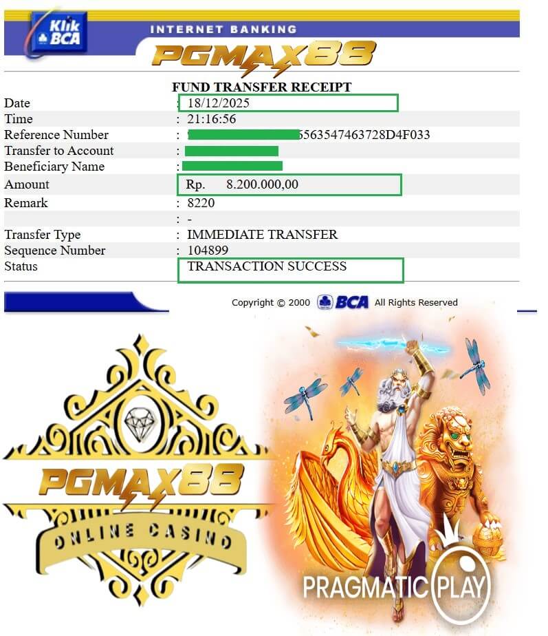Bukti transfer kemenangan gue dari LPE88