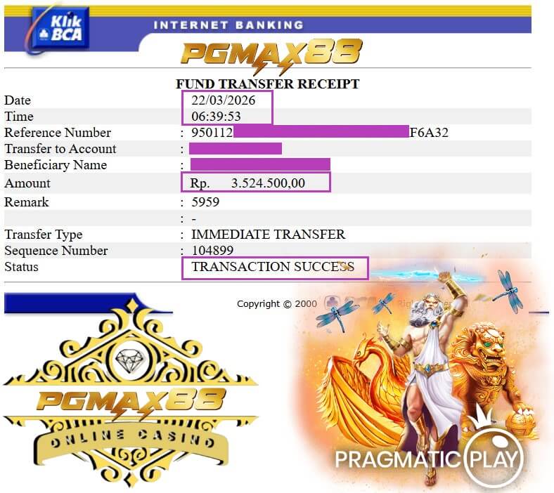 Bukti transfer kemenangan gue dari rival