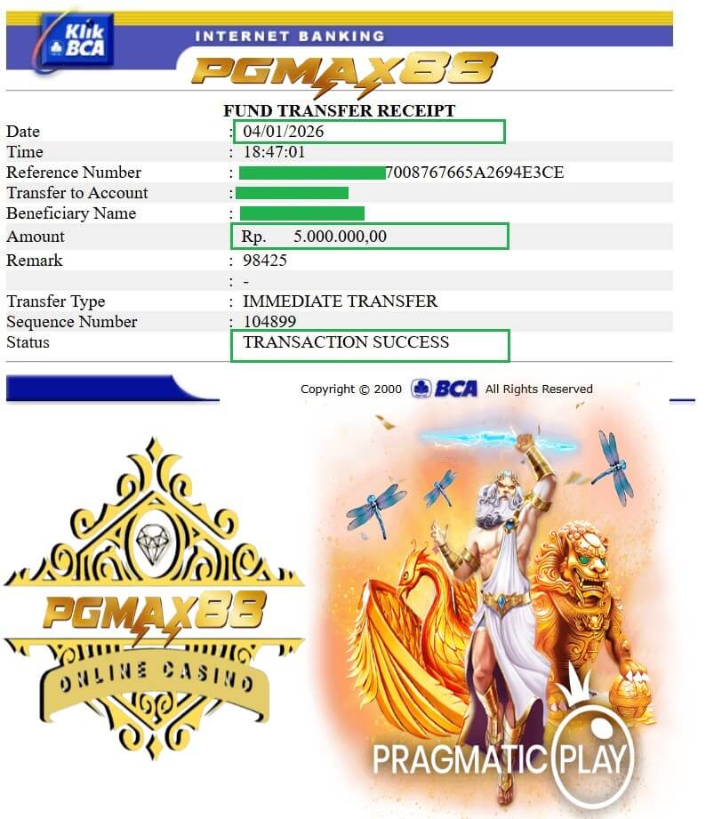 Bukti transfer kemenangan gue dari ACE333