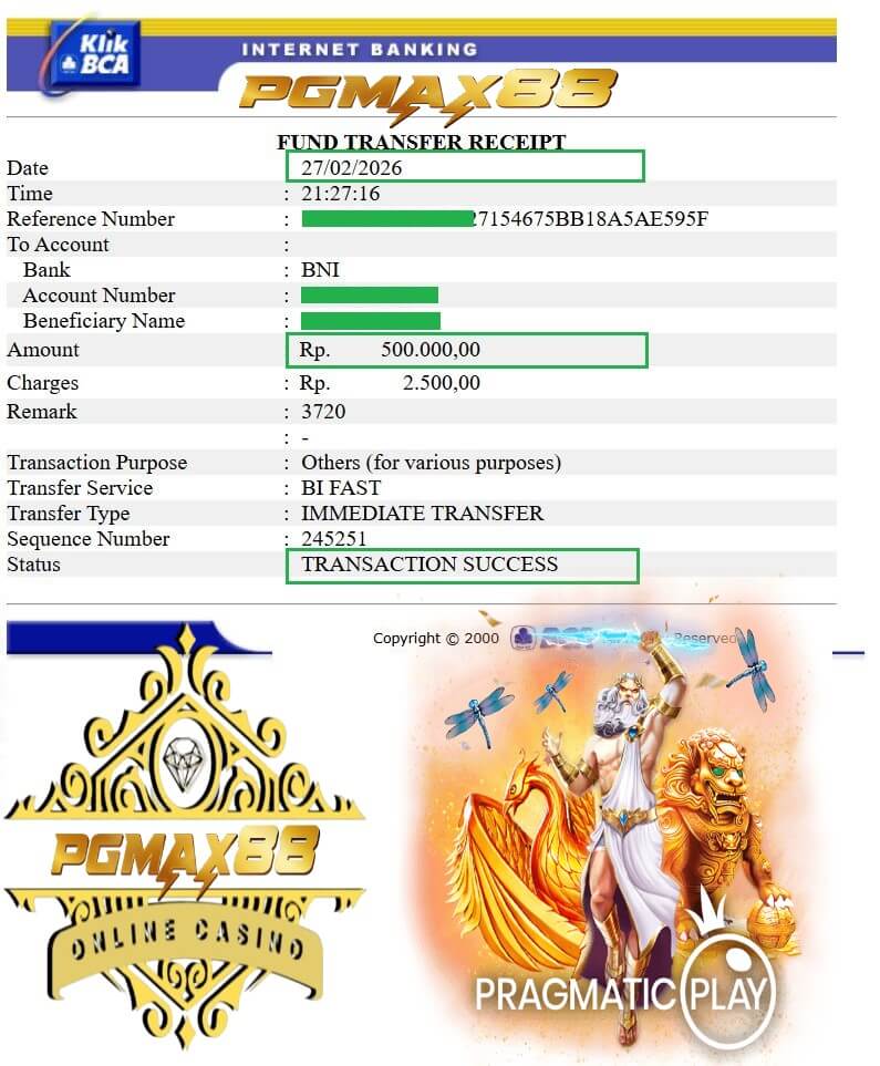 Slip transfer bank bukti kemenangan gue dari rival